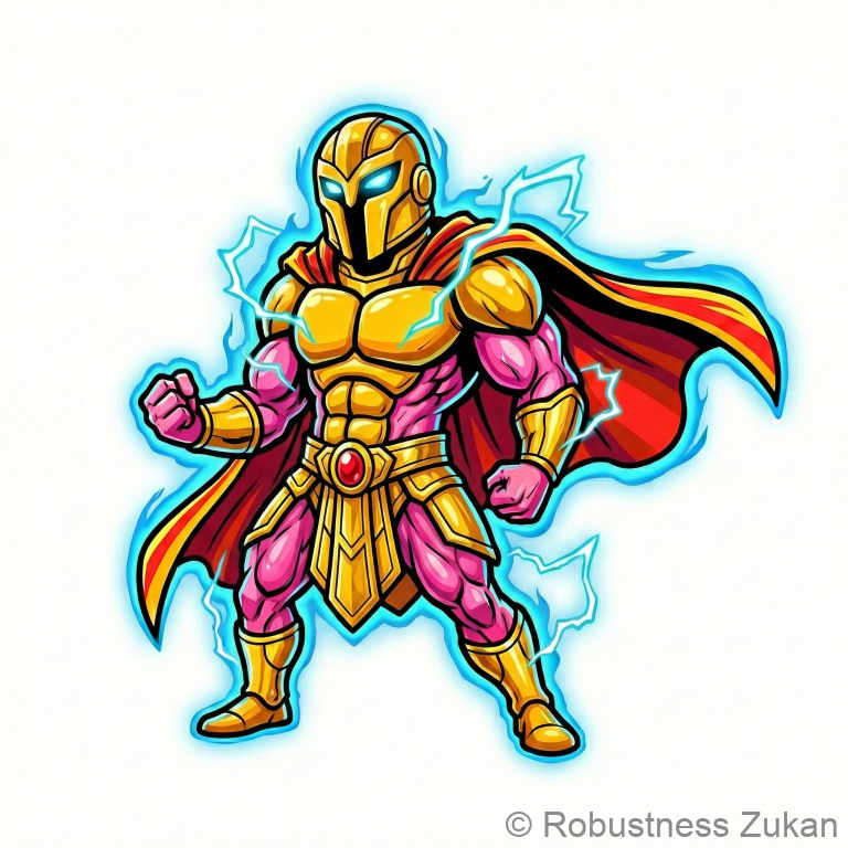 GLP-1の進化後キャラクター・食欲抑制と代謝改善・運動と食事で覚醒した黄金の鎧をまとう戦士の姿